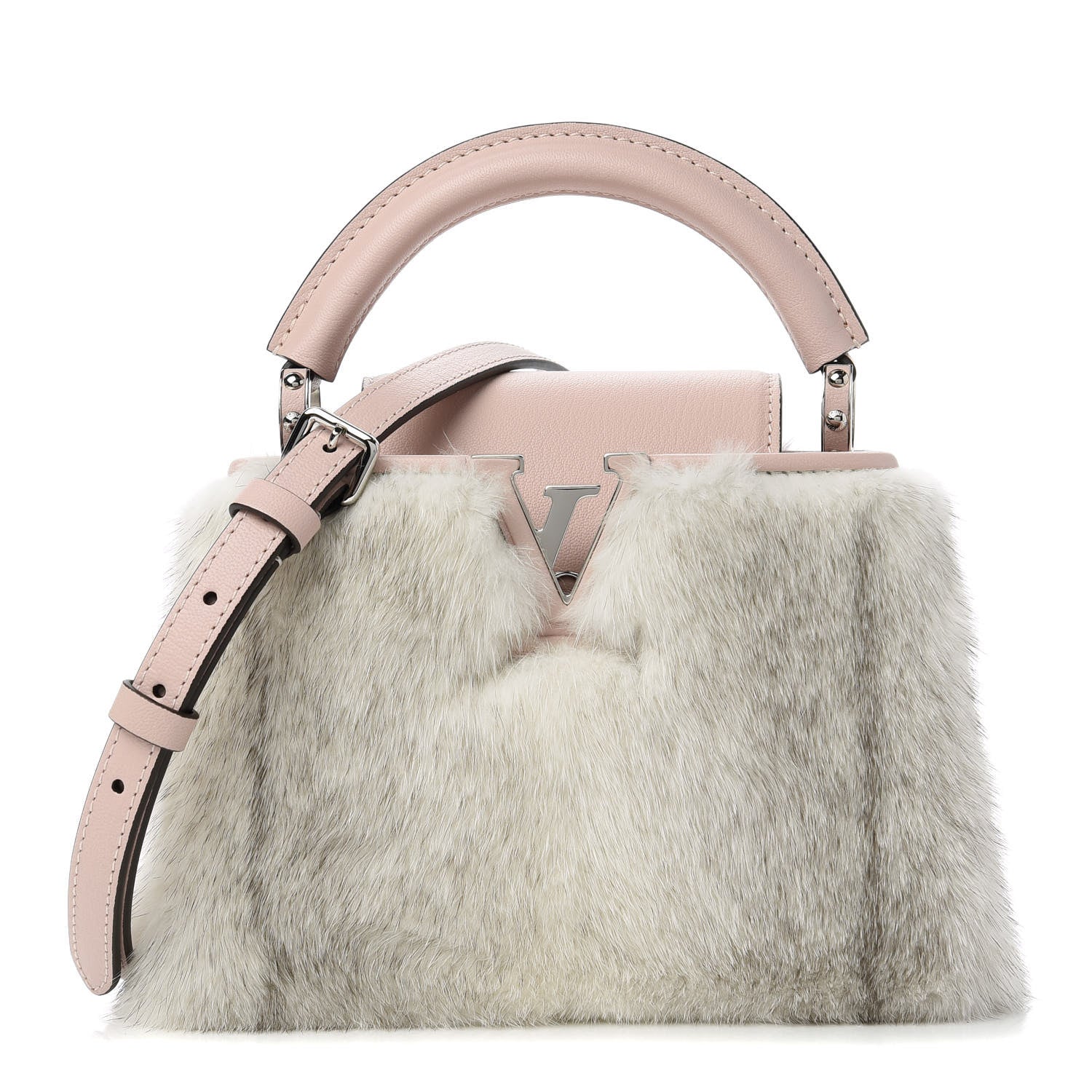 Louis Vuitton Mink Calfskin Goatskin Capucines Mini Silver Snow Grey Rosewater Pink 1 of 10