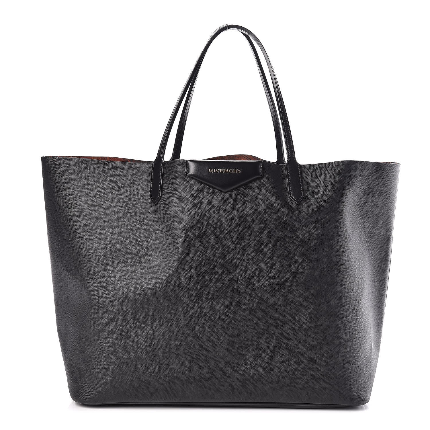 Givenchy Textured Coated Canvas Peacock Print Large Antigona Tote Black 3 of 12