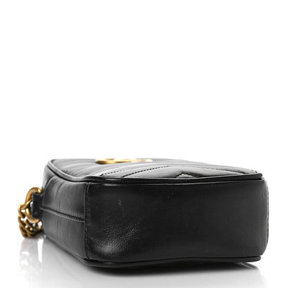 Gucci Calfskin Matelasse Mini GG Marmont Crossbody Bag Black 4 of 9