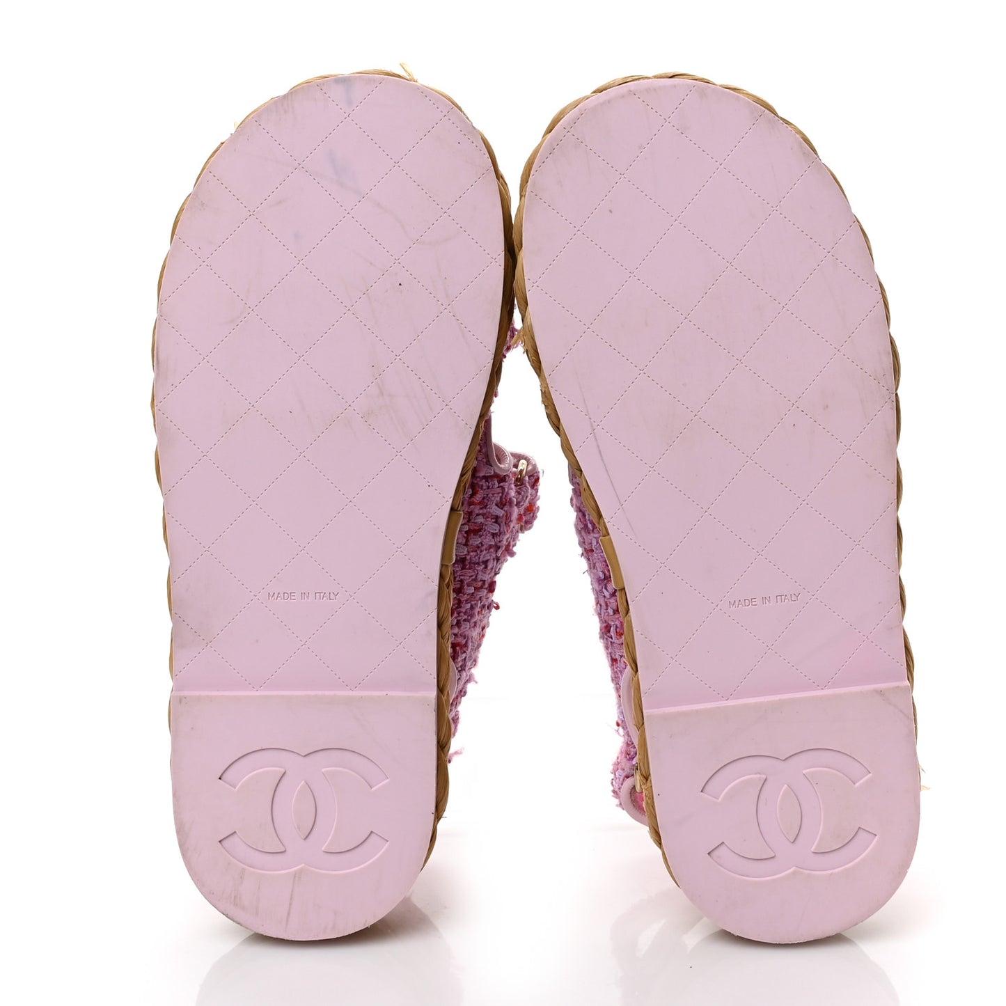 Tweed Patent Calfskin Velcro Dad Sandals 37 Light Purple Pink Red