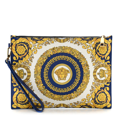 Versace Calfskin Heritage Barocco Print Wristlet Pouch Bluette 2 of 6
