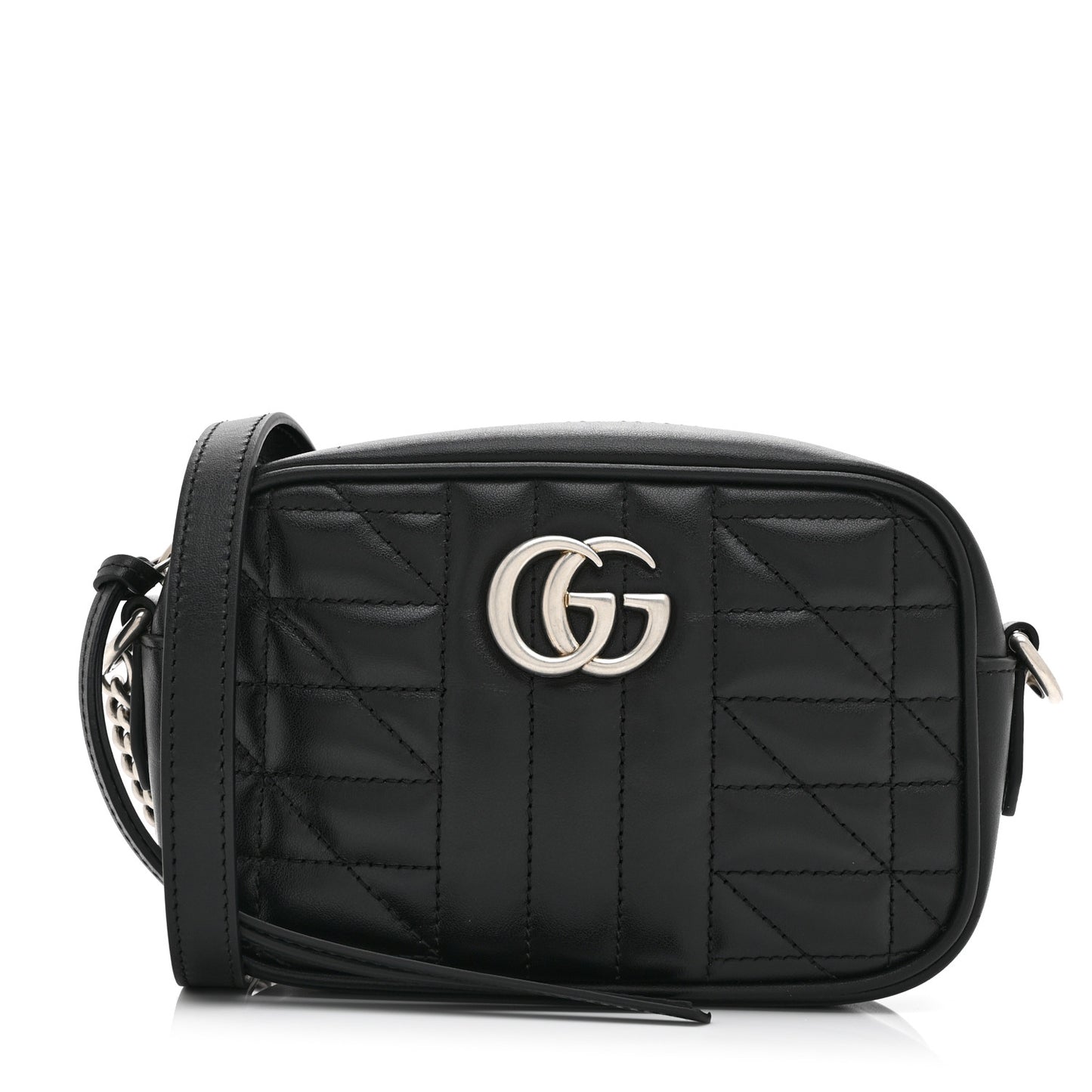 Calfskin Matelasse Aria Mini GG Marmont Chain Shoulder Bag Black