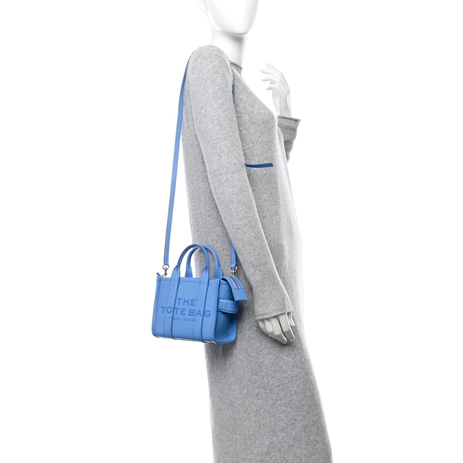 Marc Jacobs Grained Calfskin Mini The Tote Bag Spring Blue 2 of 10