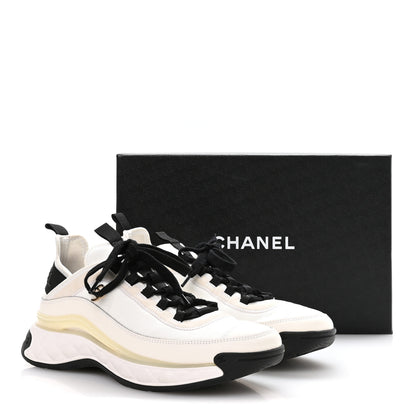 Chanel Velvet Calfskin Mixed Fibers CC Sneakers 40 Ivory Black 8 of 8
