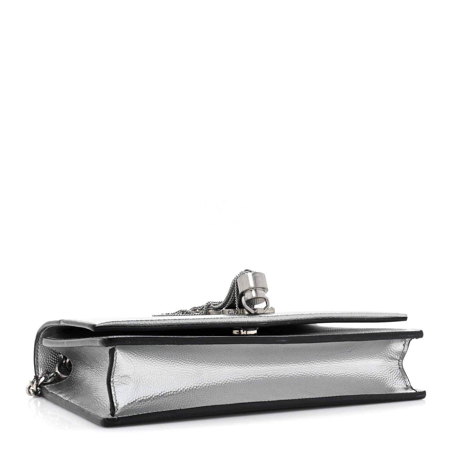 Saint Laurent Grain De Poudre Clasic Kate Monogram Tassel Chain Wallet Argento 4 of 19