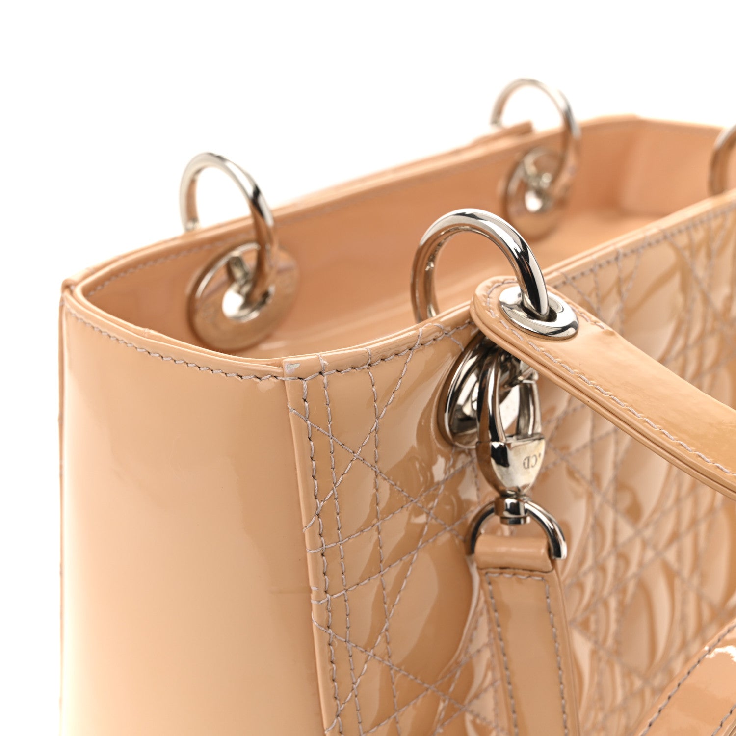 Christian Dior Patent Cannage Medium Lady Dior Beige 13 of 15