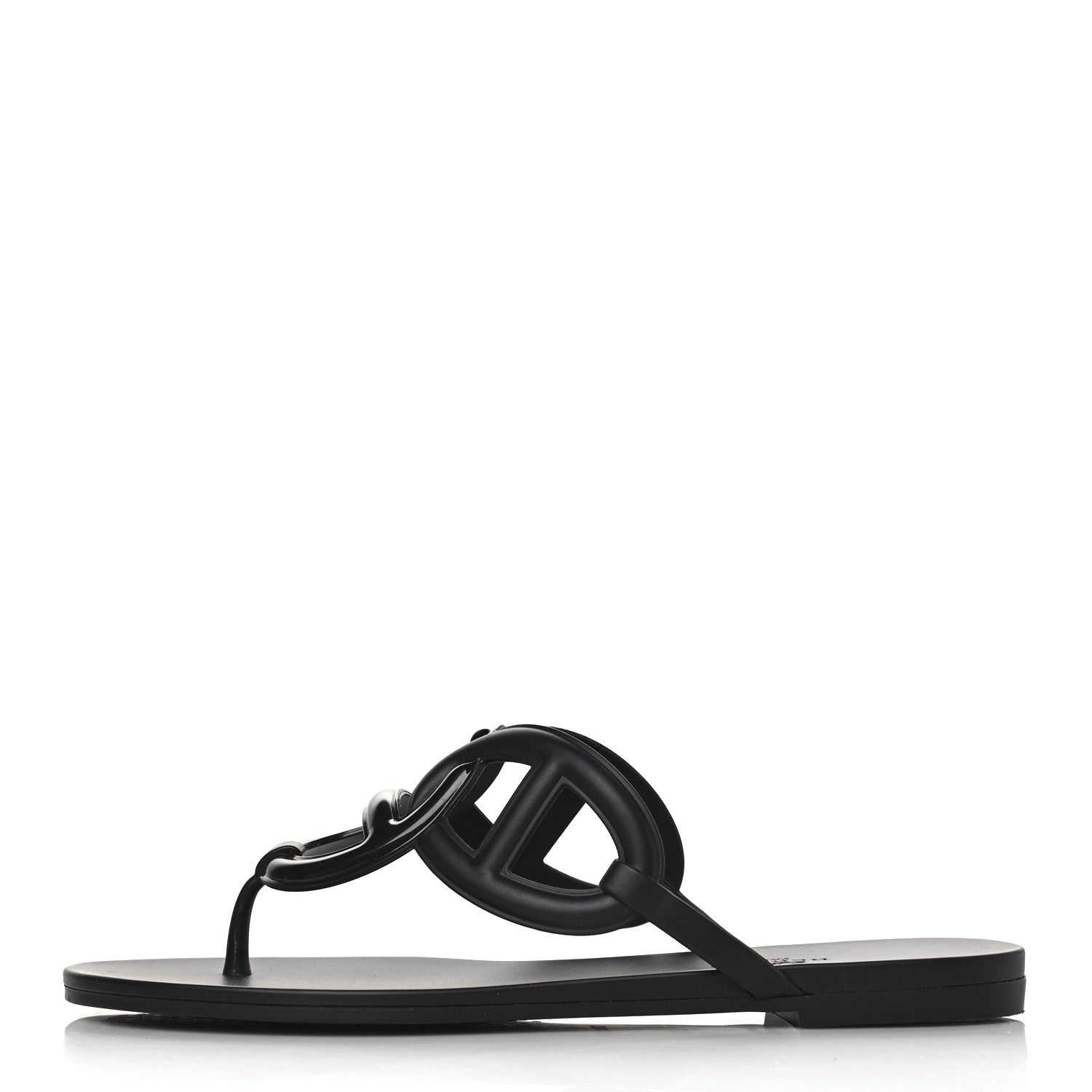 Hermes Rubber Womens Egerie Sandals 38 Black 1 of 8