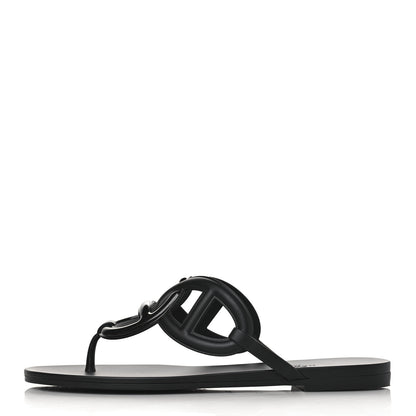 Hermes Rubber Womens Egerie Sandals 38 Black 1 of 8