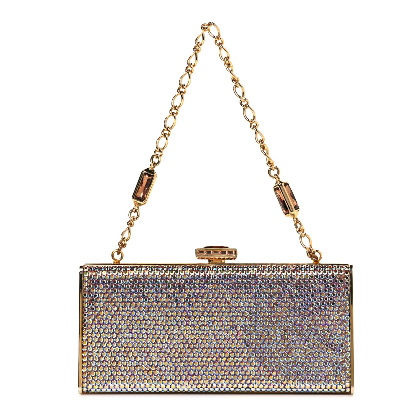 Swarovski Crystal Minaudiere Clutch Gold Multicolor