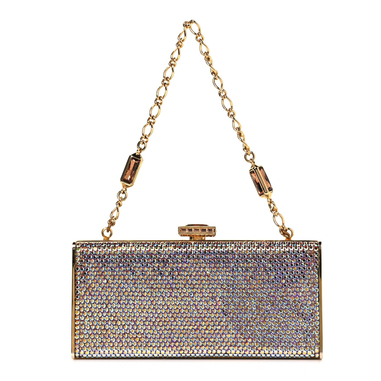 Judith Leiber Swarovski Crystal Minaudiere Clutch Gold Multicolor 3 of 10