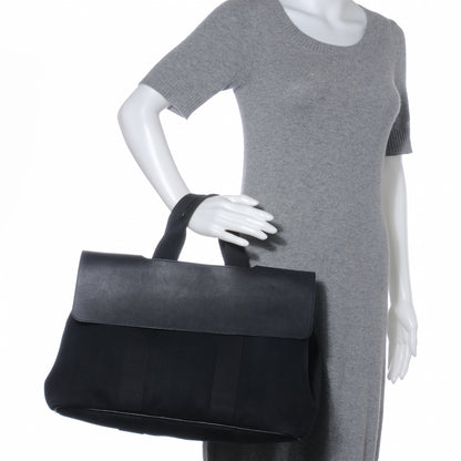Hermes Herringbone Cotton and Leather Valparaiso Black 2 of 8