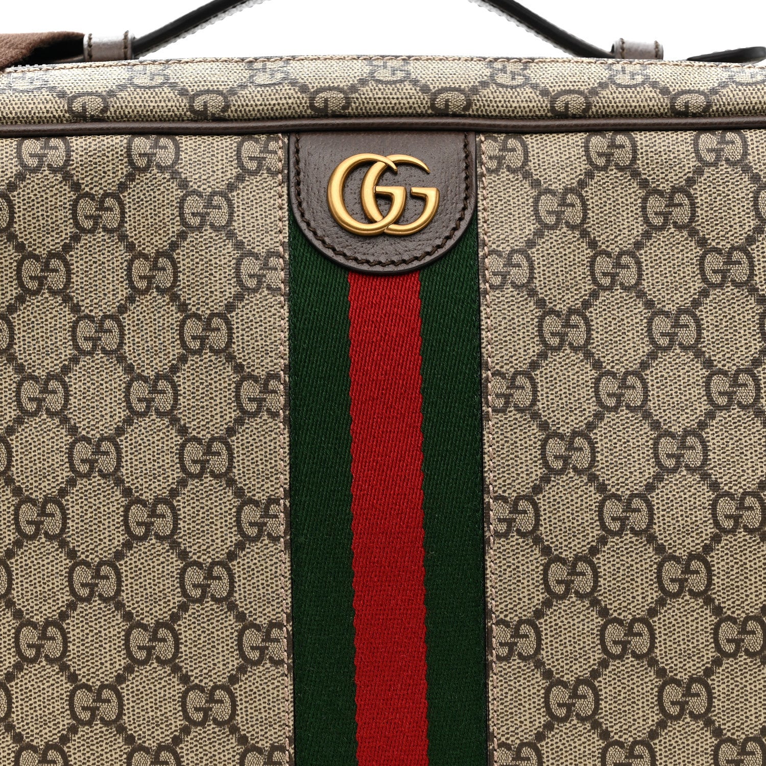 Gucci GG Supreme Monogram Textured Dollar Calfskin Web Savoy Shoe Case Bag Beige Ebony New Acero 8 of 10