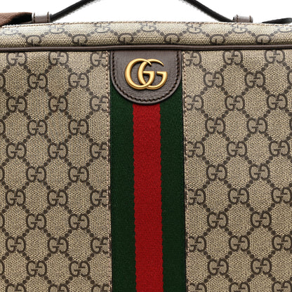 Gucci GG Supreme Monogram Textured Dollar Calfskin Web Savoy Shoe Case Bag Beige Ebony New Acero 8 of 10