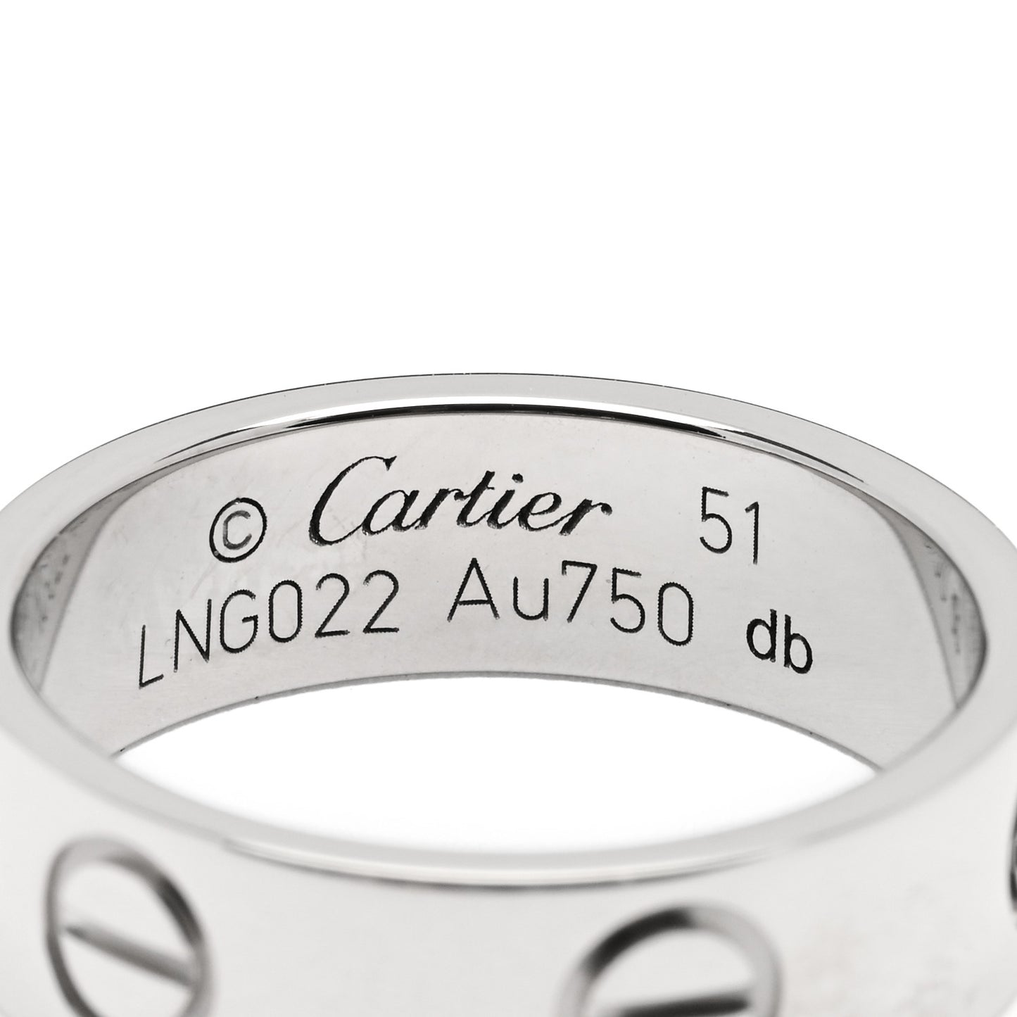 18K White Gold 5.5mm LOVE Ring 51 5.75