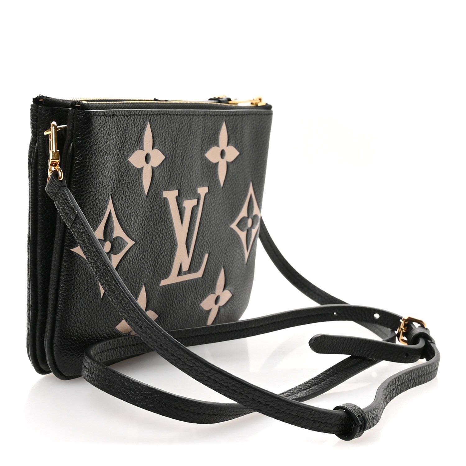 Louis Vuitton Empreinte Monogram Giant Double Zip Pochette Black Cream 3 of 10