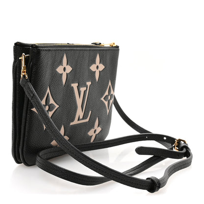Louis Vuitton Empreinte Monogram Giant Double Zip Pochette Black Cream 3 of 10