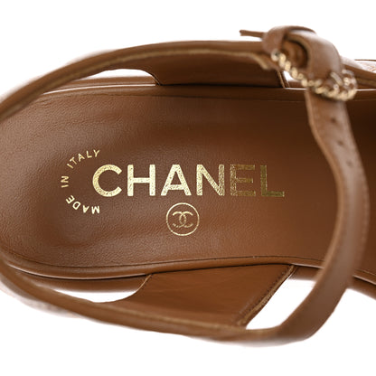 Chanel Lambskin Quilted CC Platform Sandals 39 Beige 8 of 20