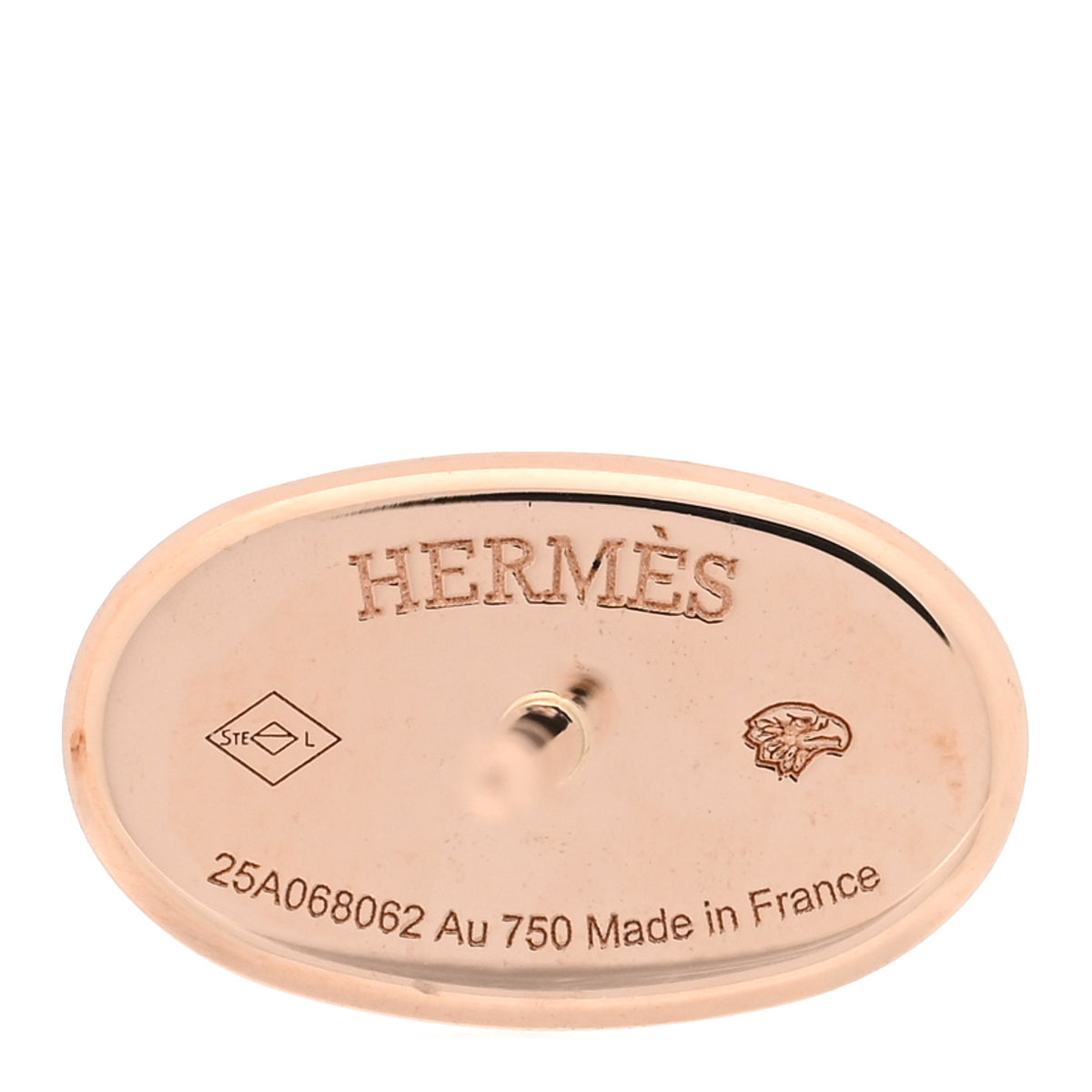 Hermes 18K Rose Gold Ceramic Diamond Chaine D'Ancre Verso Stud Earrings White 4 of 5