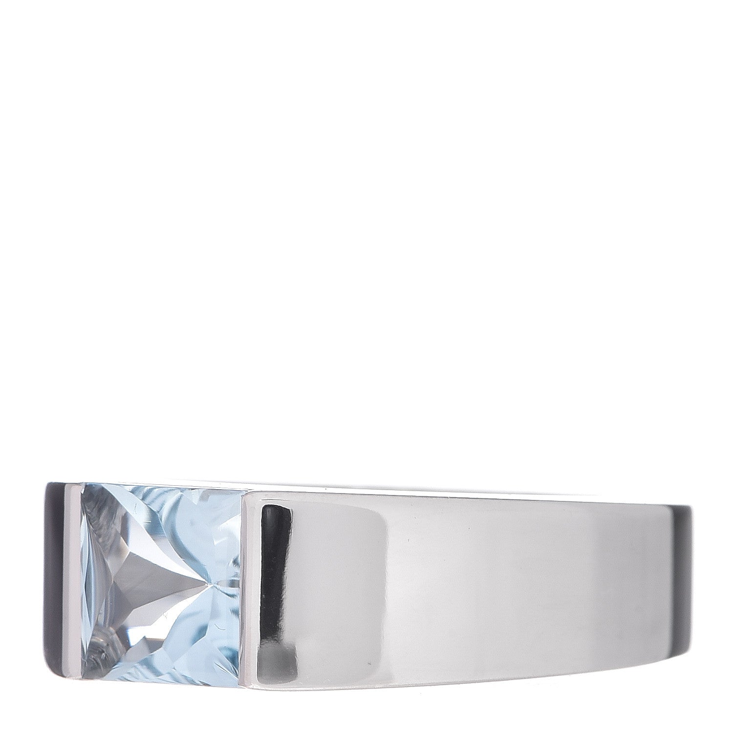 Cartier 18K White Gold Aquamarine Tank Ring 48 4.5 3 of 5