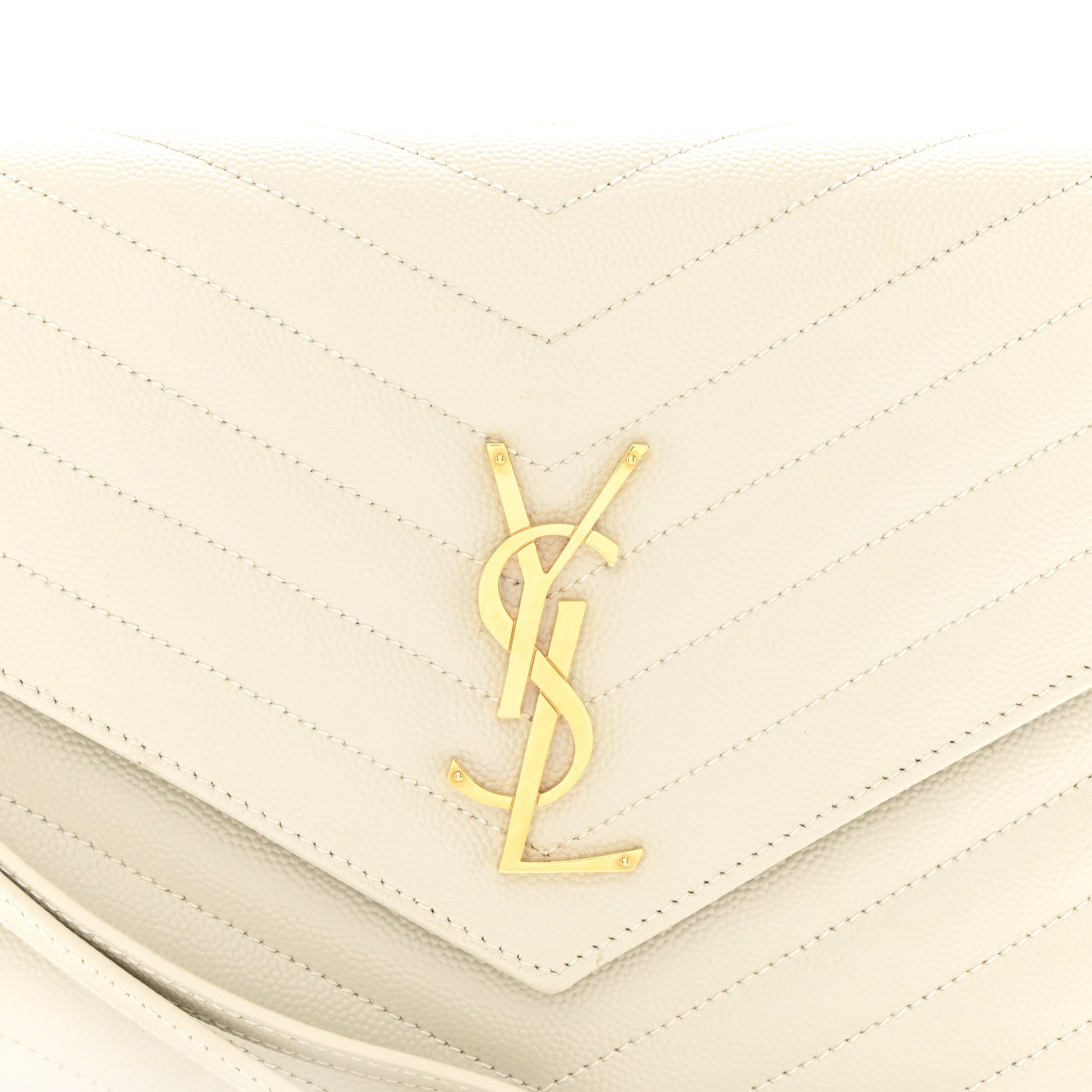 Saint Laurent Grain De Poudre Matelasse Chevron Monogram Envelope Clutch Crema Soft 2 of 8