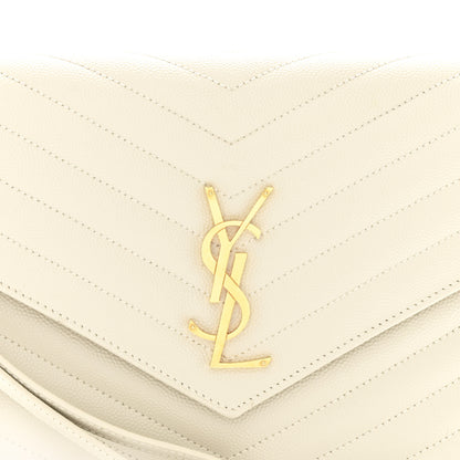 Saint Laurent Grain De Poudre Matelasse Chevron Monogram Envelope Clutch Crema Soft 2 of 8