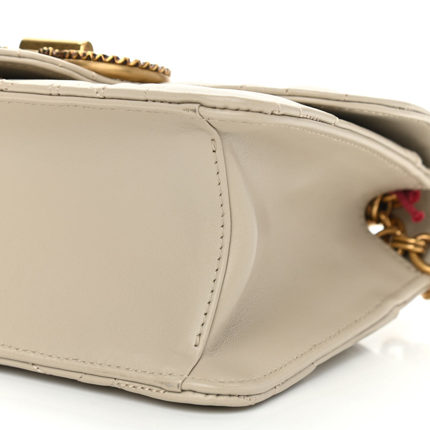 Calfskin Quilted Gancini Flap Bag Peony