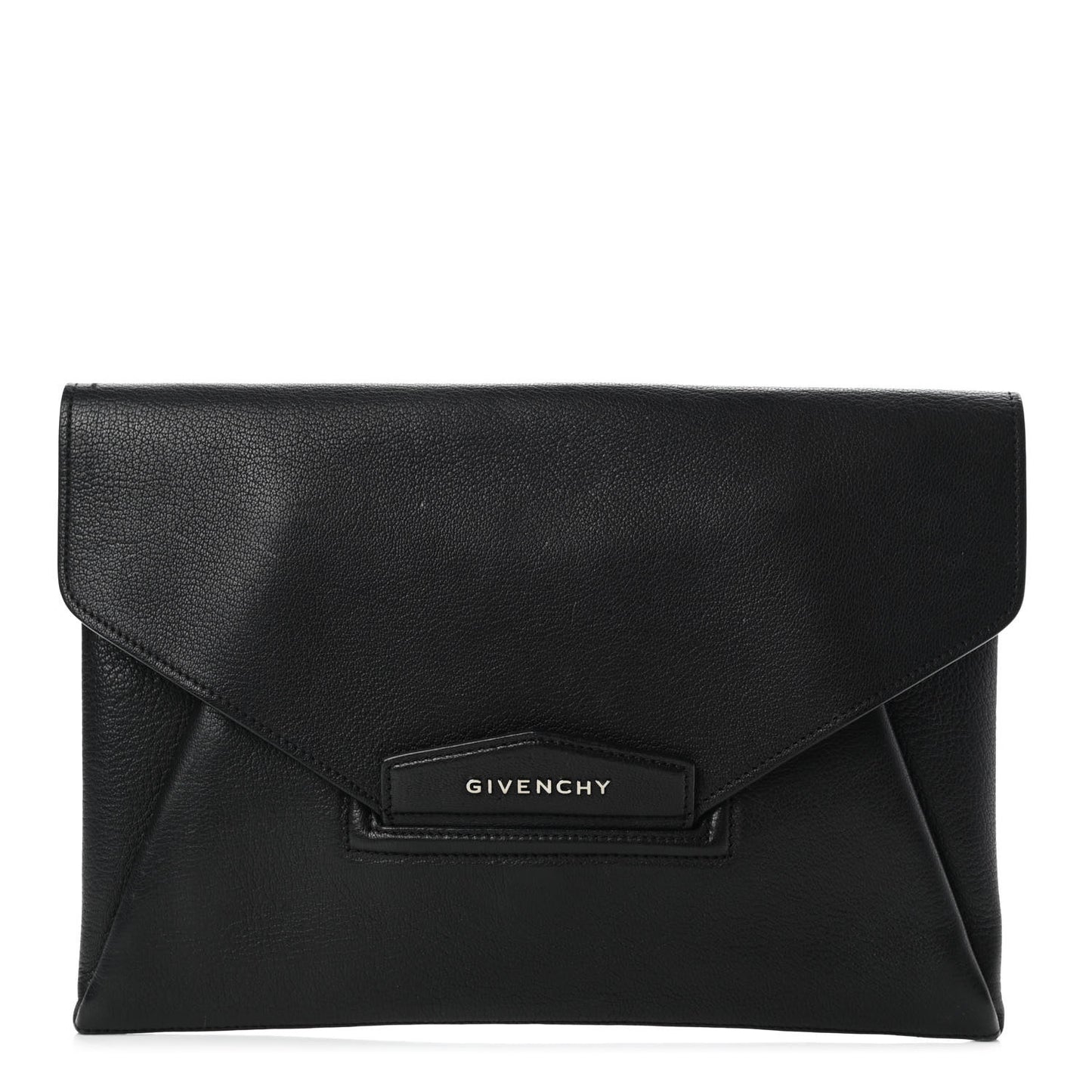 Sugar Goatskin Medium Antigona Envelope Clutch Black