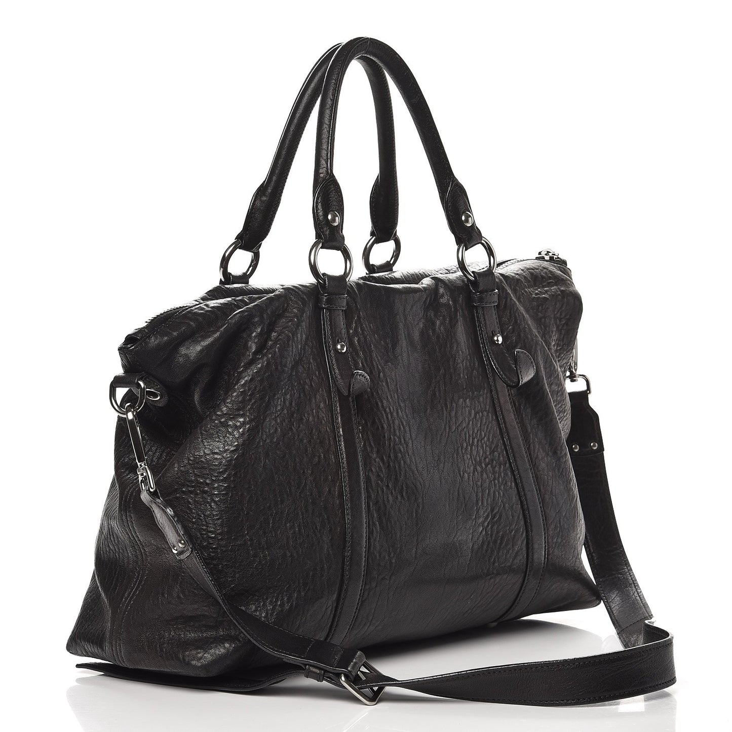 Goatskin Madras Convertible Tote Nero Black