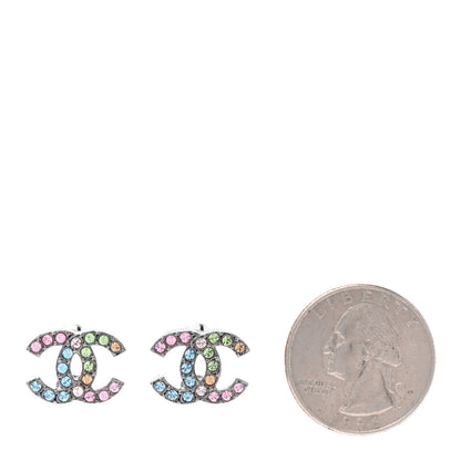 Chanel Ruthenium Crystal CC Earrings Multicolor 2 of 5