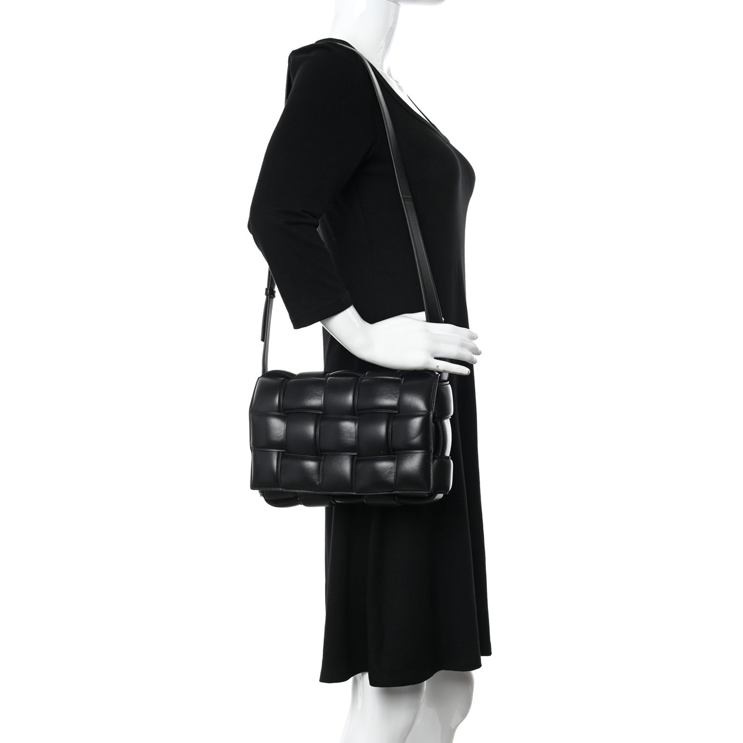 Nappa Maxi Intreccio Padded Cassette Crossbody Bag Black