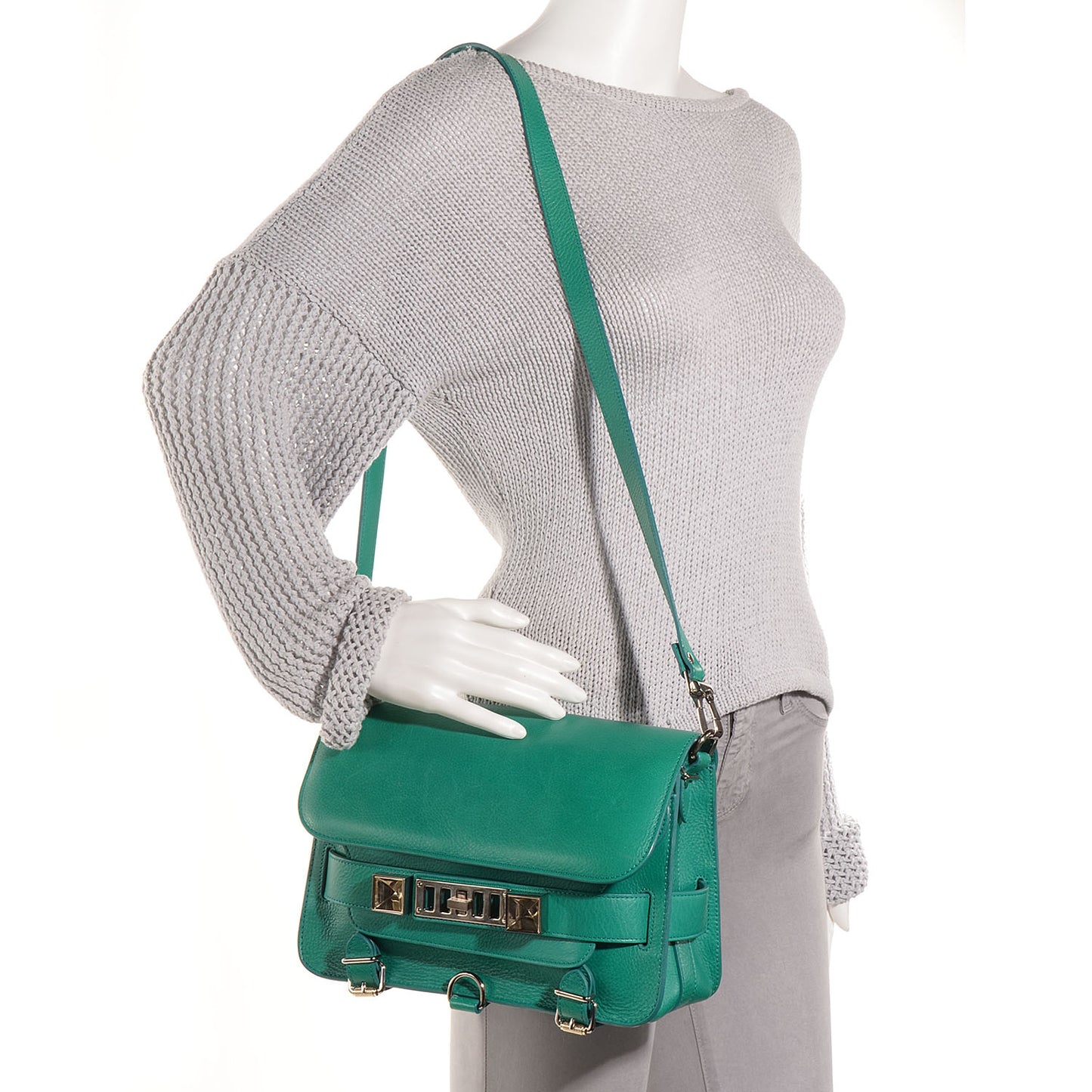 Leather PS11 Classic Shoulder Bag Emerald