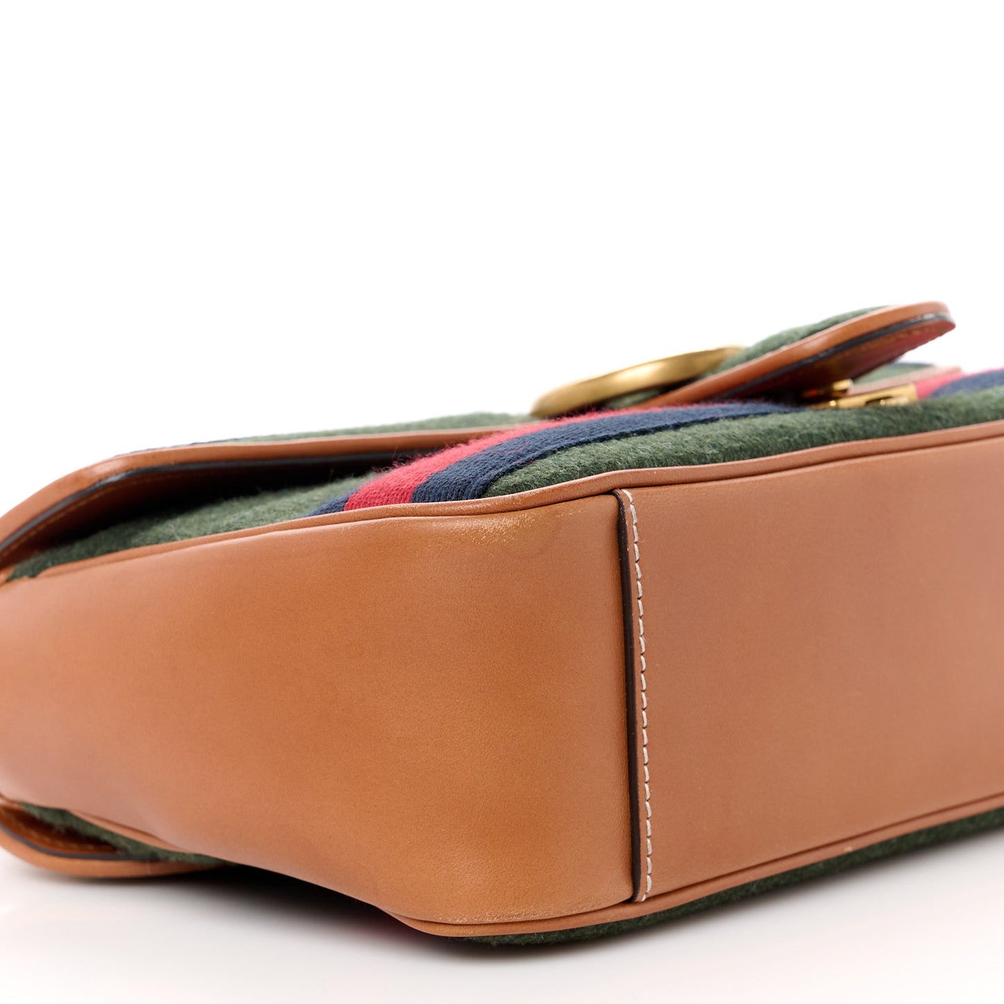 Loden Fabric Cuoio Harness Web Matelasse Horizontal Small GG Marmont Shoulder Bag Underwood Blue Red Harness Brown