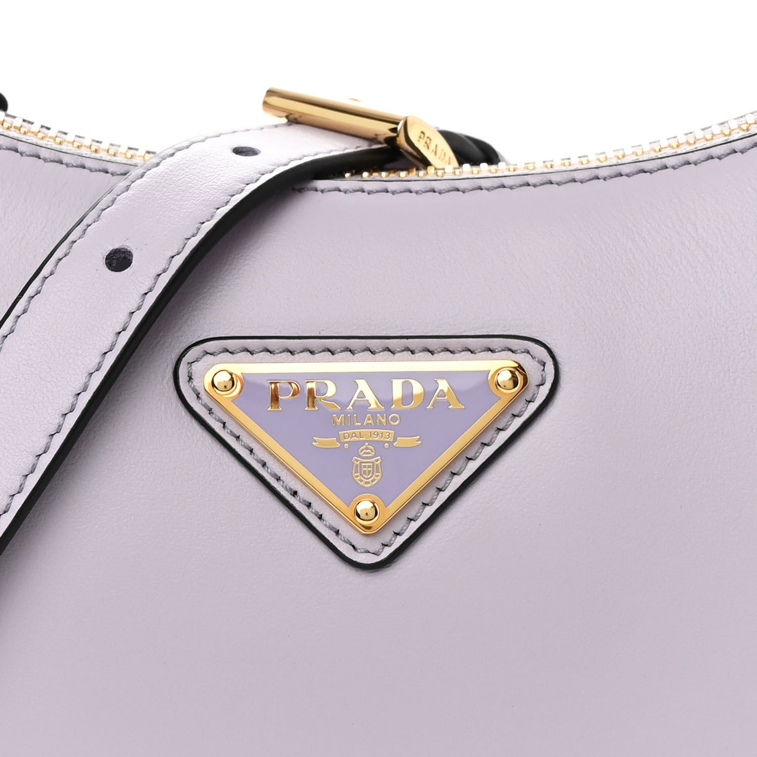 Prada Soft Calfskin Arque Shoulder Bag Glicine 8 of 10