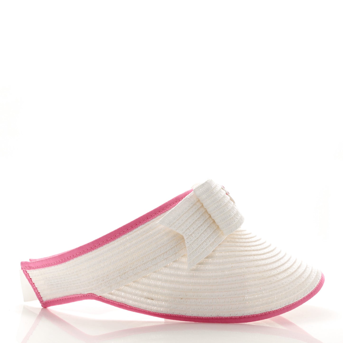 Straw Grosgrain Visor M White Pink