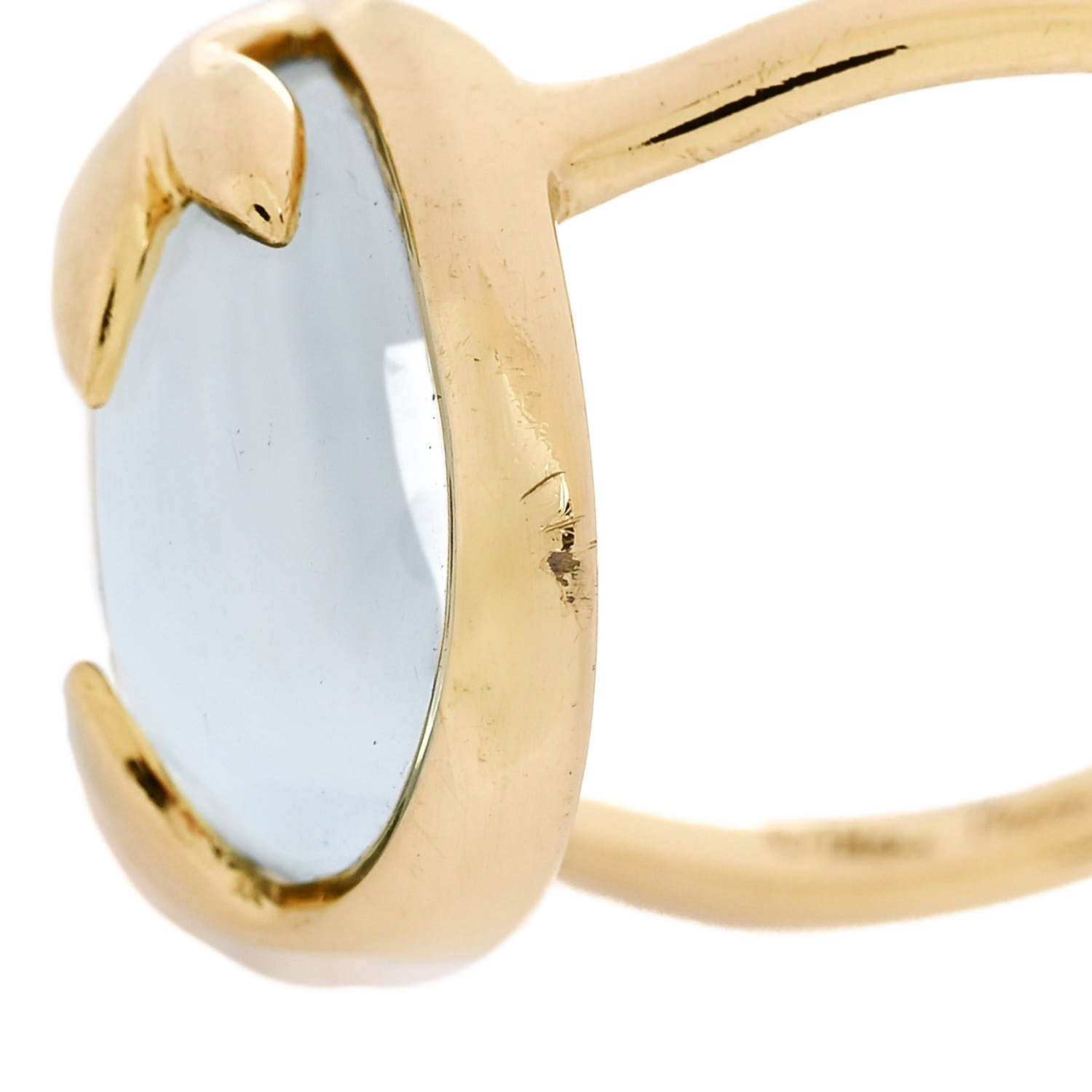 Tiffany 18K Yellow Gold Blue Topaz Paloma Picasso Olive Leaf Ring 49 5 7 of 8