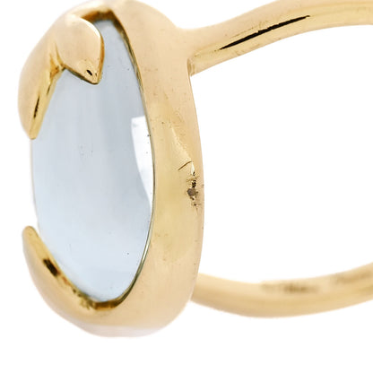Tiffany 18K Yellow Gold Blue Topaz Paloma Picasso Olive Leaf Ring 49 5 7 of 8