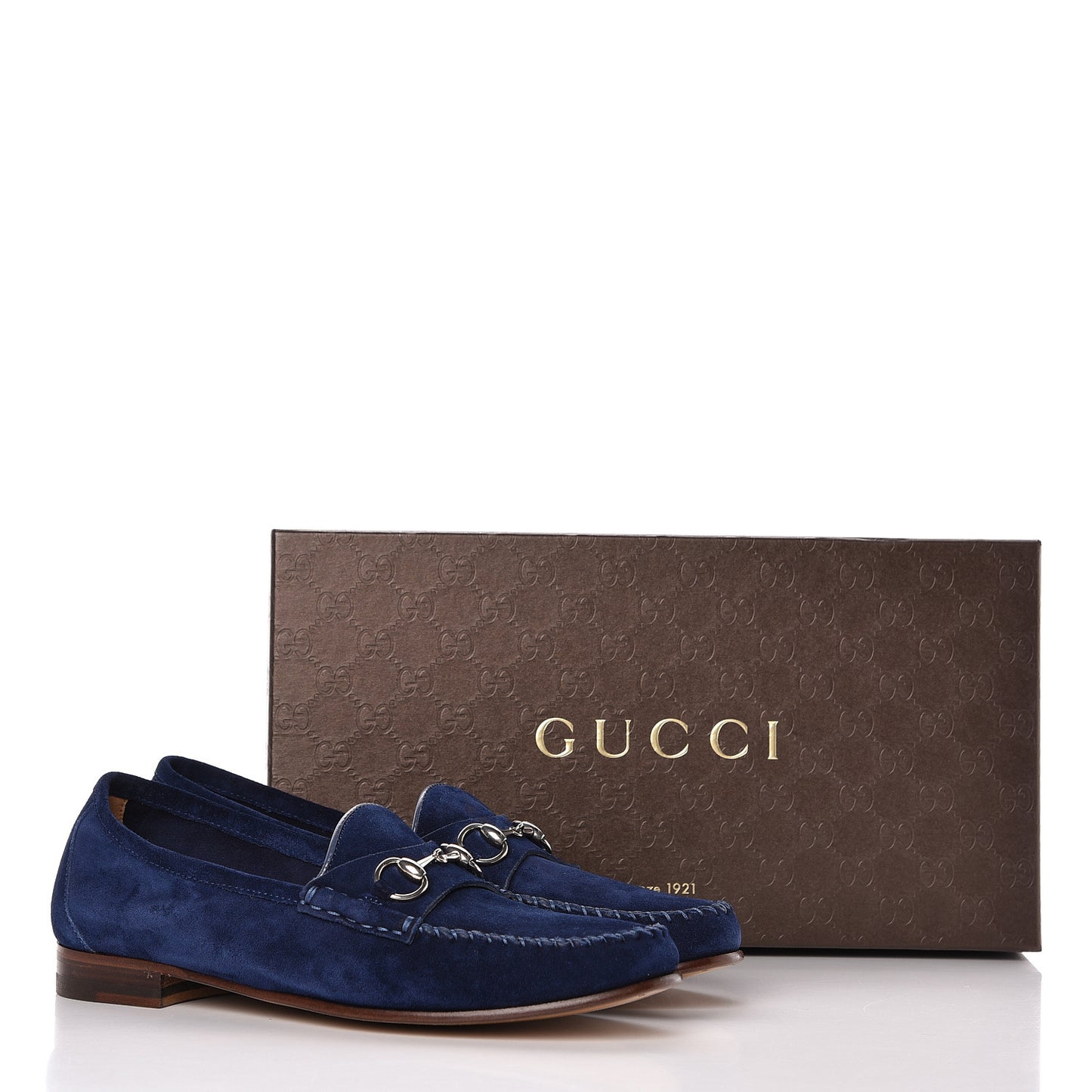 Suede Calfskin Womens 1953 Horsebit Loafers 37.5 Cobalt Blue