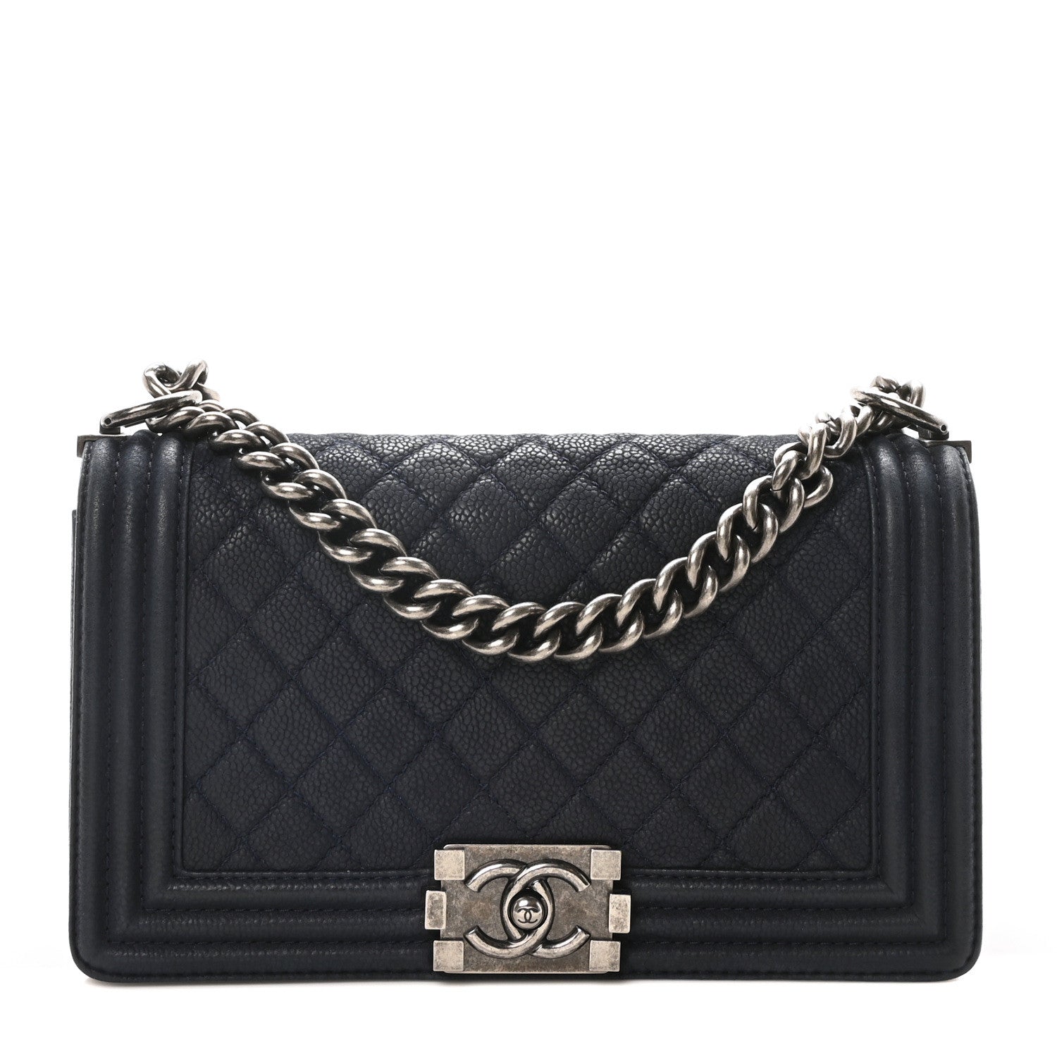 Chanel Iridescent Caviar Quilted Medium Boy Flap Dark Blue 1 of 10