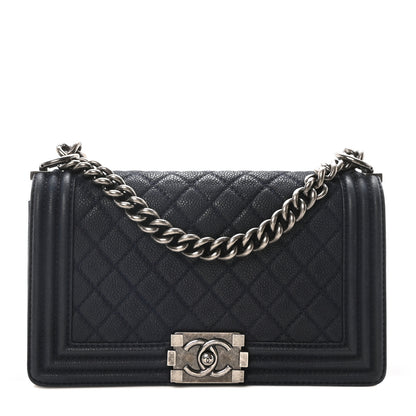 Chanel Iridescent Caviar Quilted Medium Boy Flap Dark Blue 1 of 10