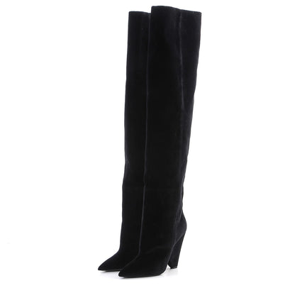 Saint Laurent Velvet Niki 105 Thigh High Boots 39.5 Black 3 of 6