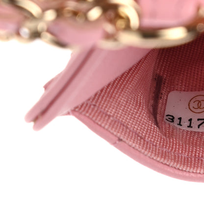 Chanel Lambskin Quilted Chanel Card Holder On Chain Pink 8 of 9