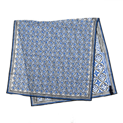 Louis Vuitton Cotton Monogram Tile Scarf Bleu 3 of 4