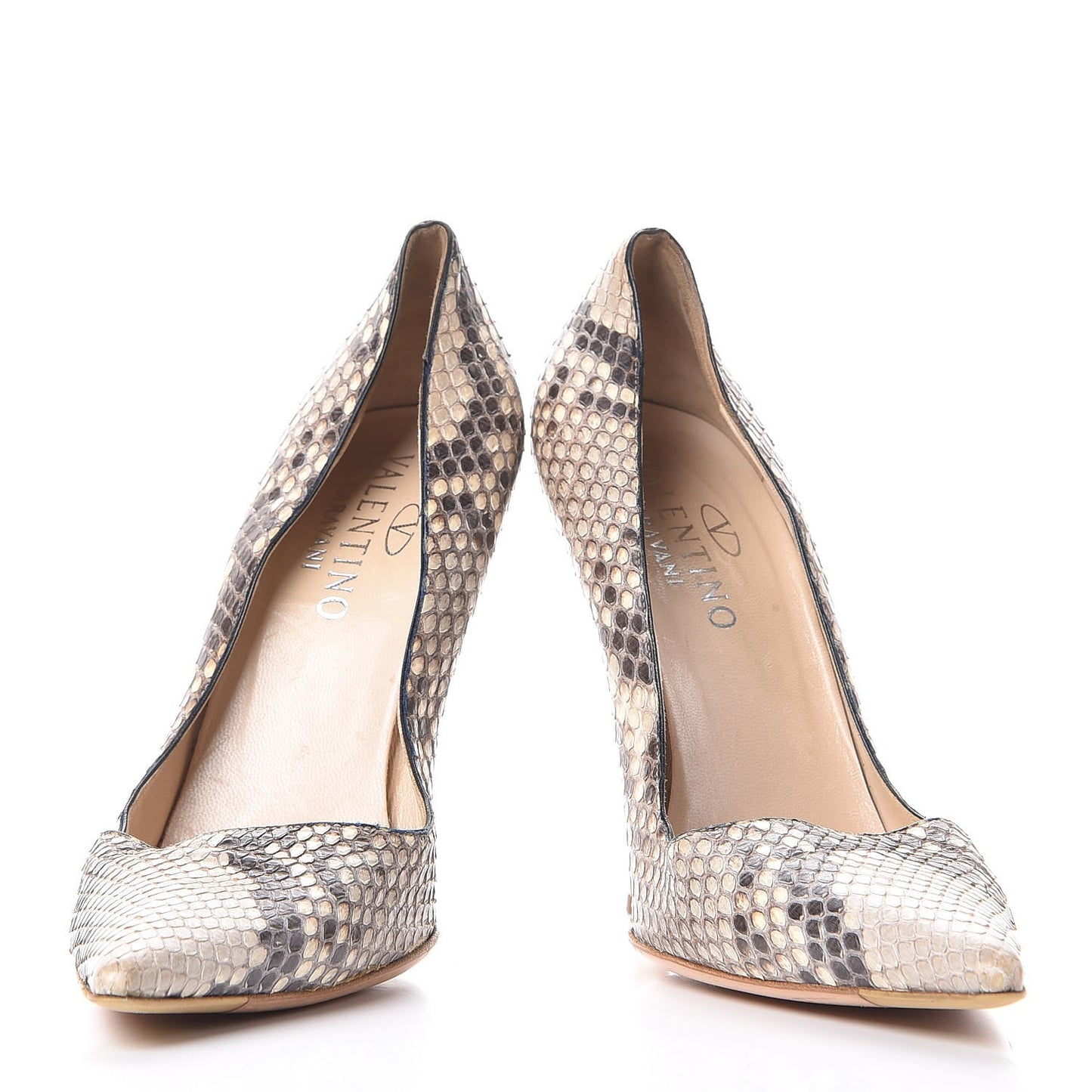 Snakeskin Mother Of Pearl Pointed Pumps 40.5
