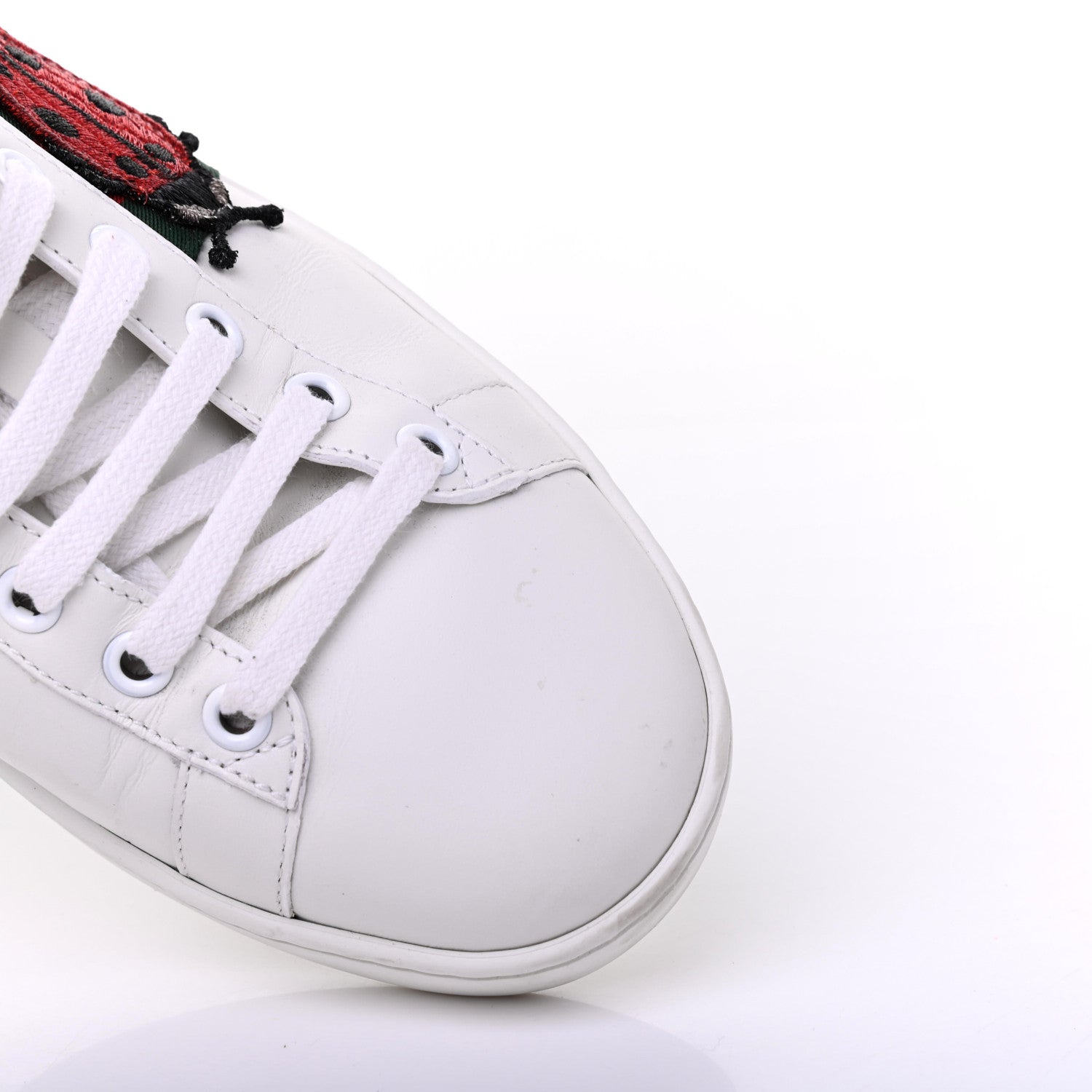 Gucci Calfskin Ayers Web Pineapple Ladybug Embroidered Womens Ace Sneakers 37.5 White 18 of 20