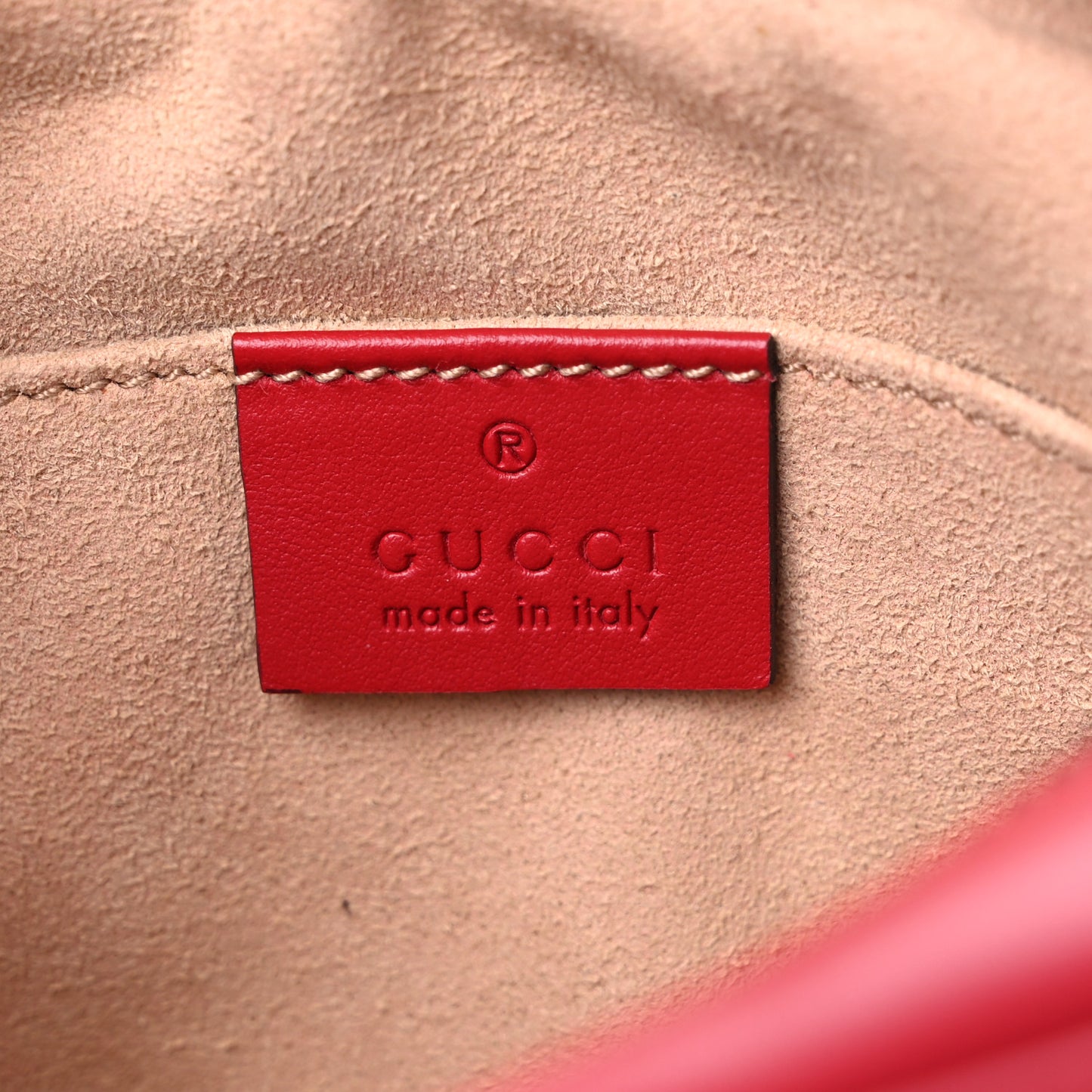 Calfskin Matelasse Mini GG Marmont Chain Shoulder Bag Hibiscus Red