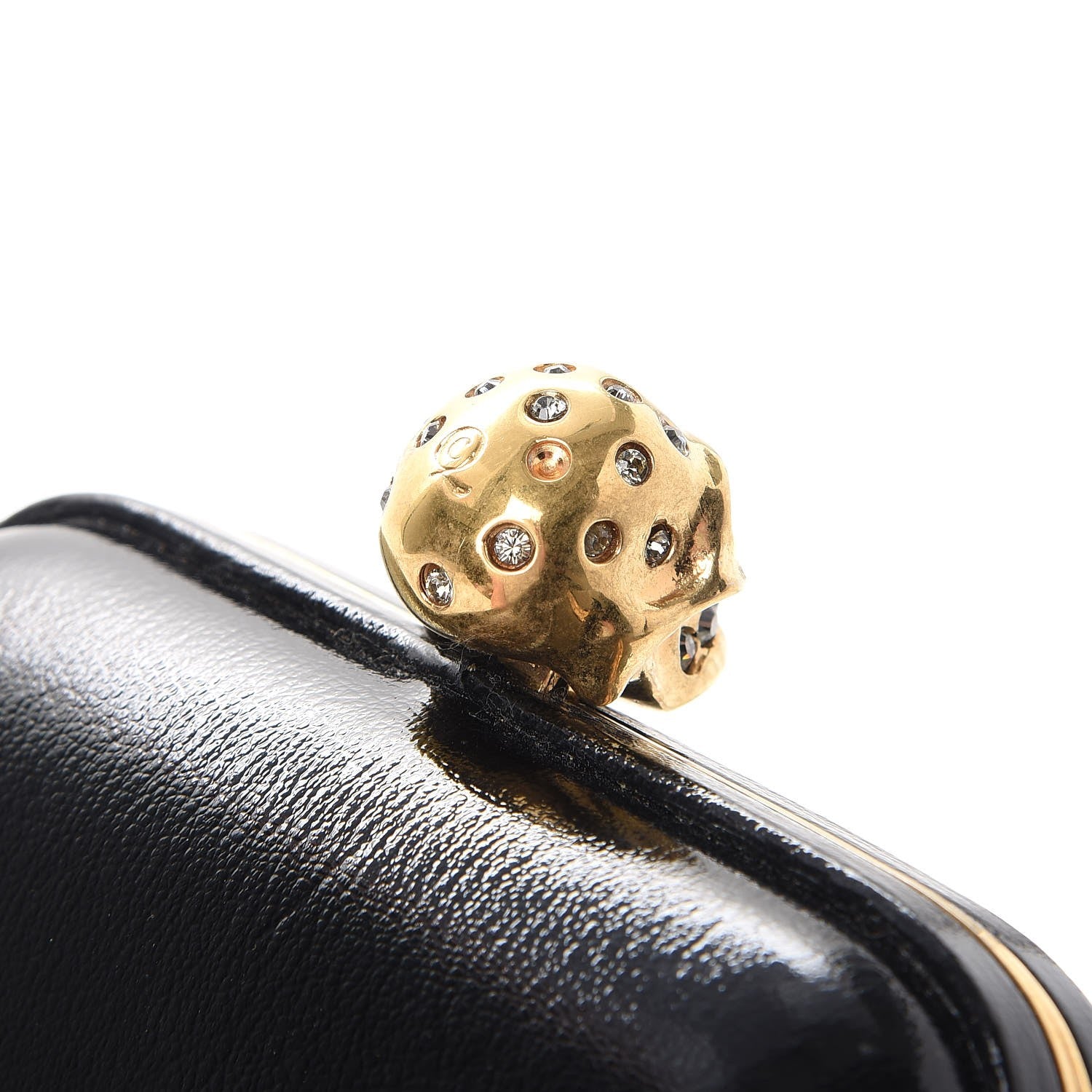 Alexander McQueen Patent Crystal Skull Small Box Clutch Black 6 of 14