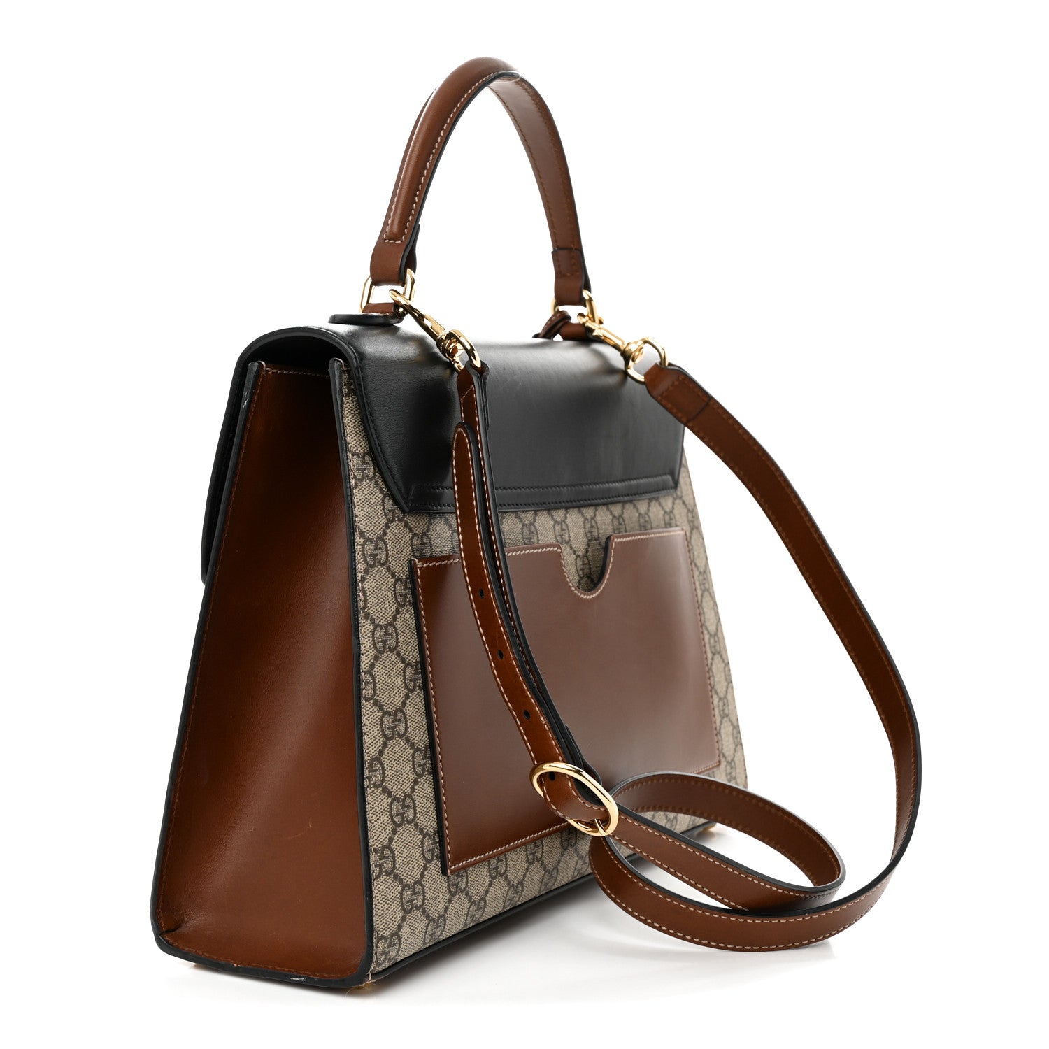 Gucci GG Supreme Monogram Calfskin Medium Padlock Top Handle Bag Beige Black Cuir 3 of 15
