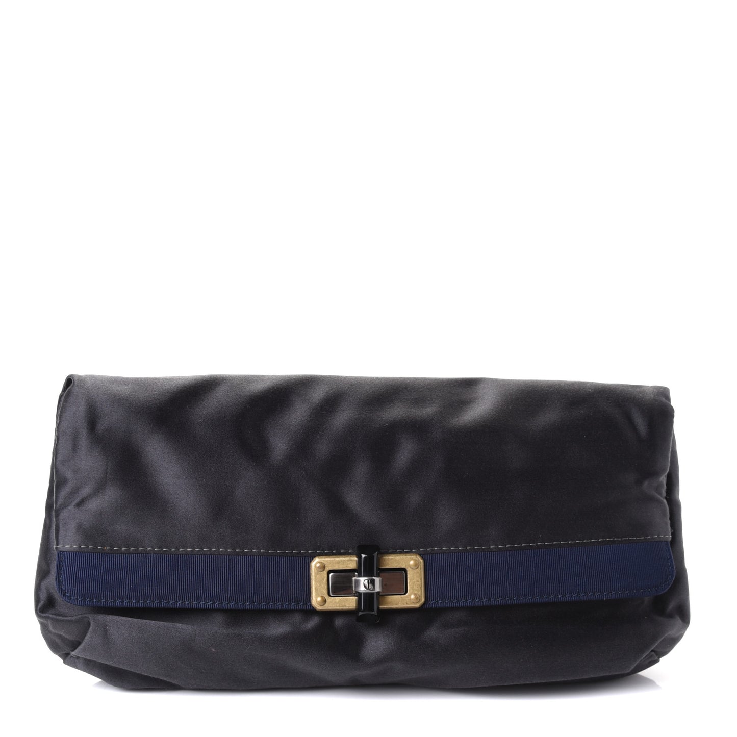 Satin Grosgrain Happy Clutch Navy
