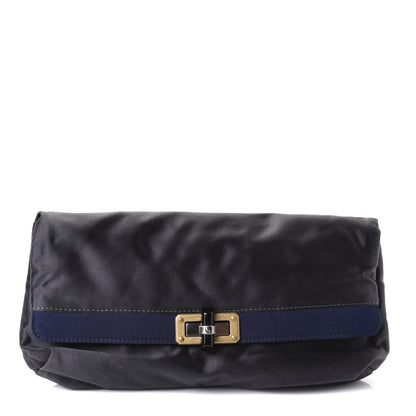 Lanvin Satin Grosgrain Happy Clutch Navy 1 of 4