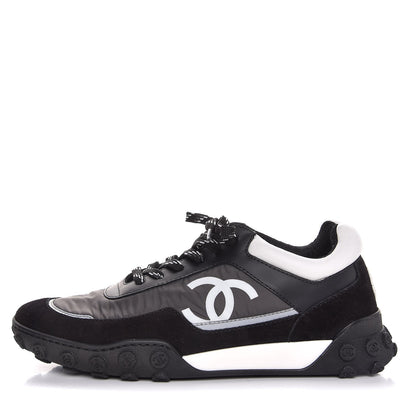 Chanel Nylon Calfskin CC Sneakers 38 Black Grey White 1 of 9
